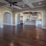 Living room with a view into the kitchen